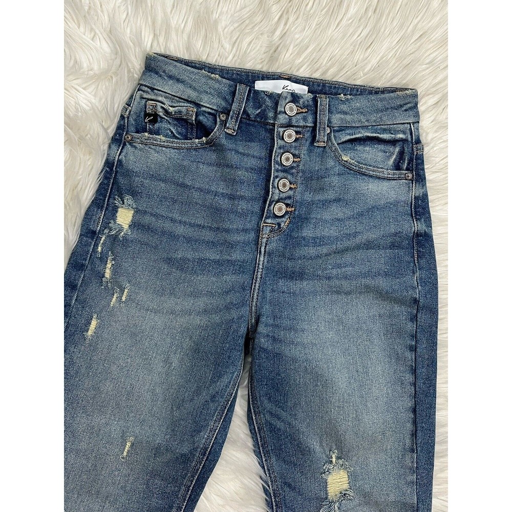KanCan Womens High Rise Button Fly Ankle Skinny Jean KC9231M  Raw Hem Size 7